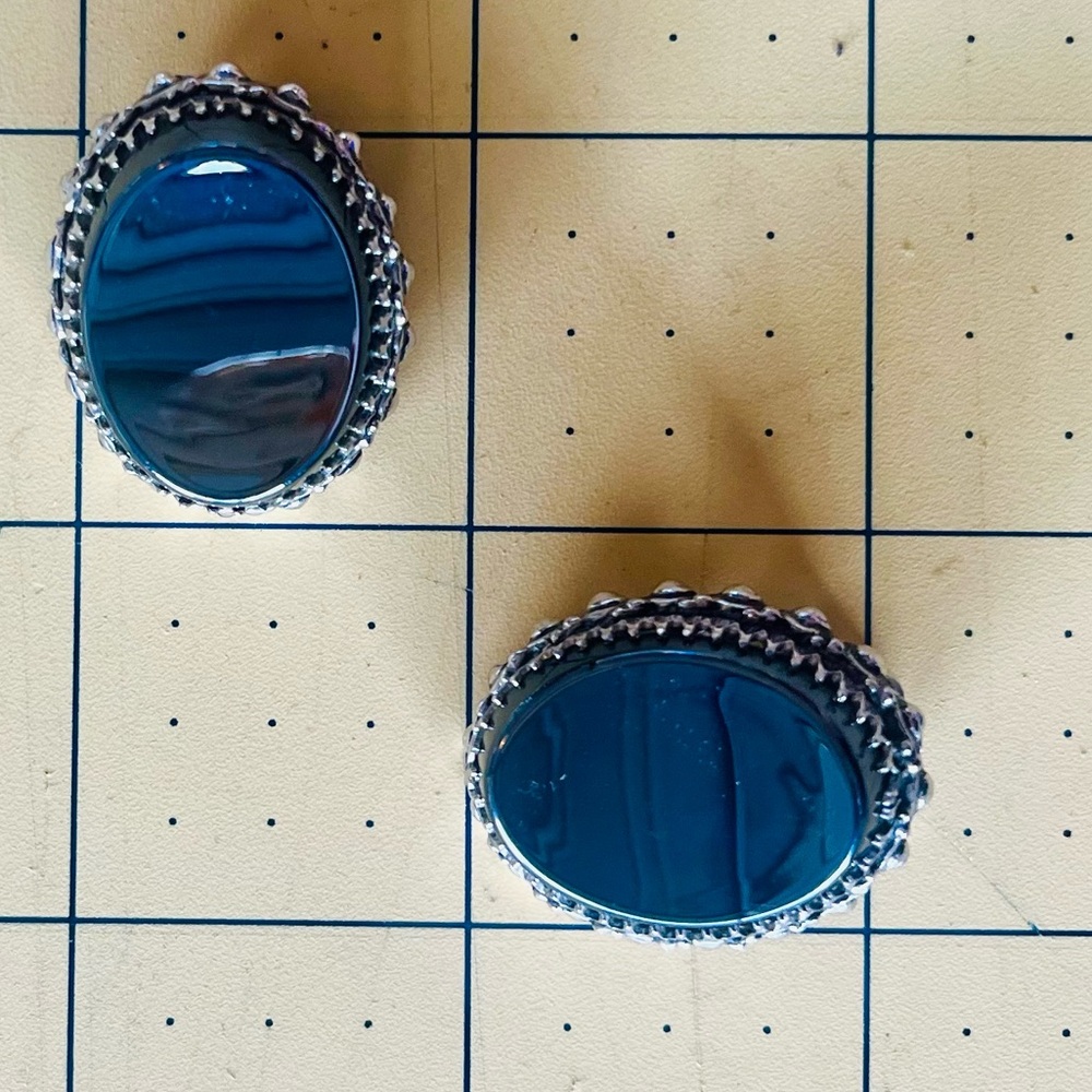 Vintage WD onyx silver earrings